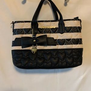 Betsey Johnson Mini Cream/Black Stripe Tote